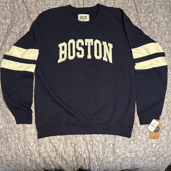 New York Popular Other - NWT New York Popular Navy Boston Sweatshirt Sz XLarge